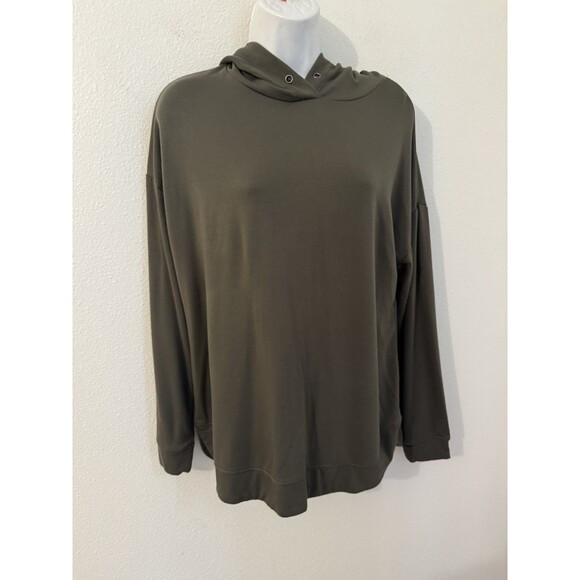 Max & Mia Women's Cozy Knit Lounge Set 2-Piece Olive Green Hooded EUC Wide Leg - Picture 5 of 9